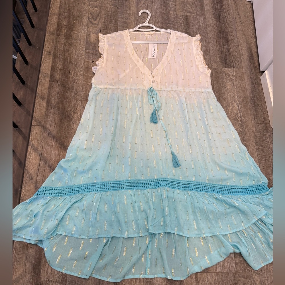 IBIZAMODE ILSE TUNIC DRESS in AQUA- BRAND NEW WITH TAGS - L/XL